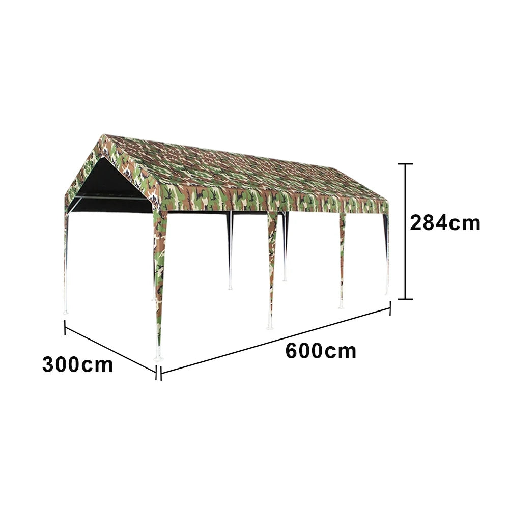 TREKKA Heavy-Duty Outdoor Canopy Tent - 3x6m Large Canopy with Reinforced Steel Frame, Waterproof & UV-Resistant Fabric, Wind-Stable Structure - Camouflage