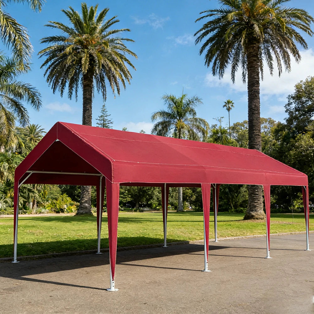 TREKKA Heavy-Duty Outdoor Canopy Tent - 3x6m Large Canopy with Reinforced Steel Frame, Waterproof & UV-Resistant Fabric, Wind-Stable Structure - Wine Red