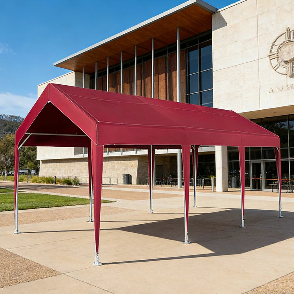 TREKKA Heavy-Duty Outdoor Canopy Tent - 3x6m Large Canopy with Reinforced Steel Frame, Waterproof & UV-Resistant Fabric, Wind-Stable Structure - Wine Red