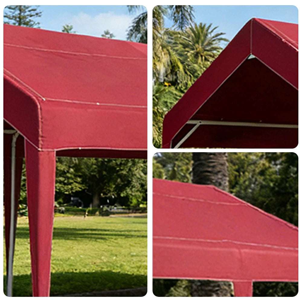 TREKKA Heavy-Duty Outdoor Canopy Tent - 3x6m Large Canopy with Reinforced Steel Frame, Waterproof & UV-Resistant Fabric, Wind-Stable Structure - Wine Red