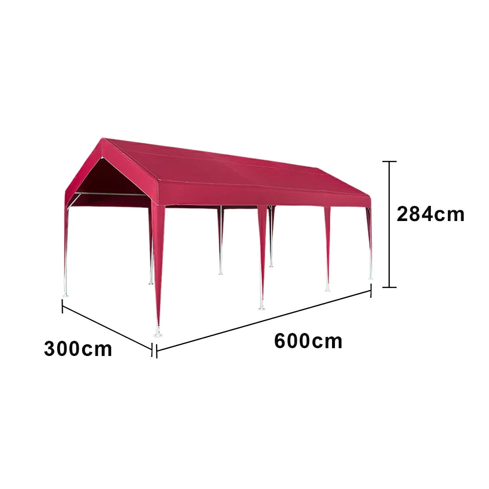 TREKKA Heavy-Duty Outdoor Canopy Tent - 3x6m Large Canopy with Reinforced Steel Frame, Waterproof & UV-Resistant Fabric, Wind-Stable Structure - Wine Red