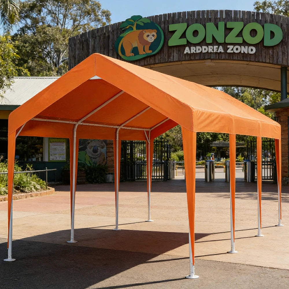 TREKKA Heavy-Duty Outdoor Canopy Tent - 3x6m Large Canopy with Reinforced Steel Frame, Waterproof & UV-Resistant Fabric, Wind-Stable Structure - Orange