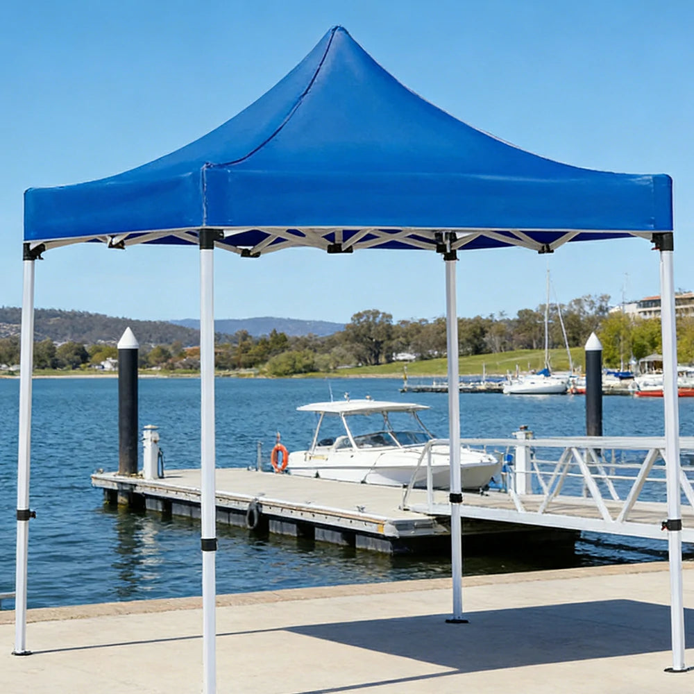 TREKKA Outdoor Pop-Up Canopy - 2/3m Square Canopy with Reinforced Steel Frame, Waterproof & UV-Resistant Fabric, Wind-Stable Structure - Blue