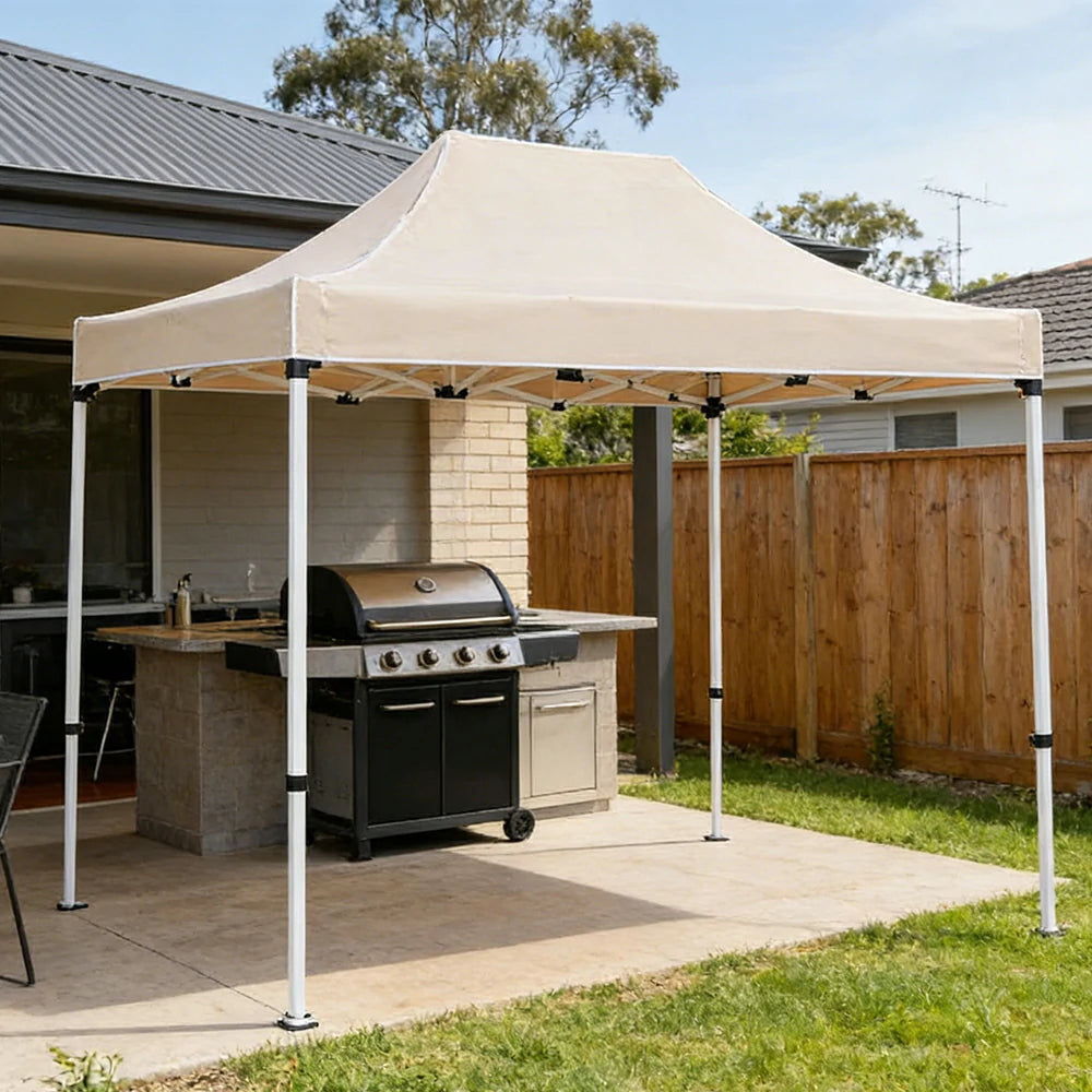 TREKKA Outdoor Pop-Up Canopy - 2/3m Square Canopy with Reinforced Steel Frame, Waterproof & UV-Resistant Fabric, Wind-Stable Structure - Beige