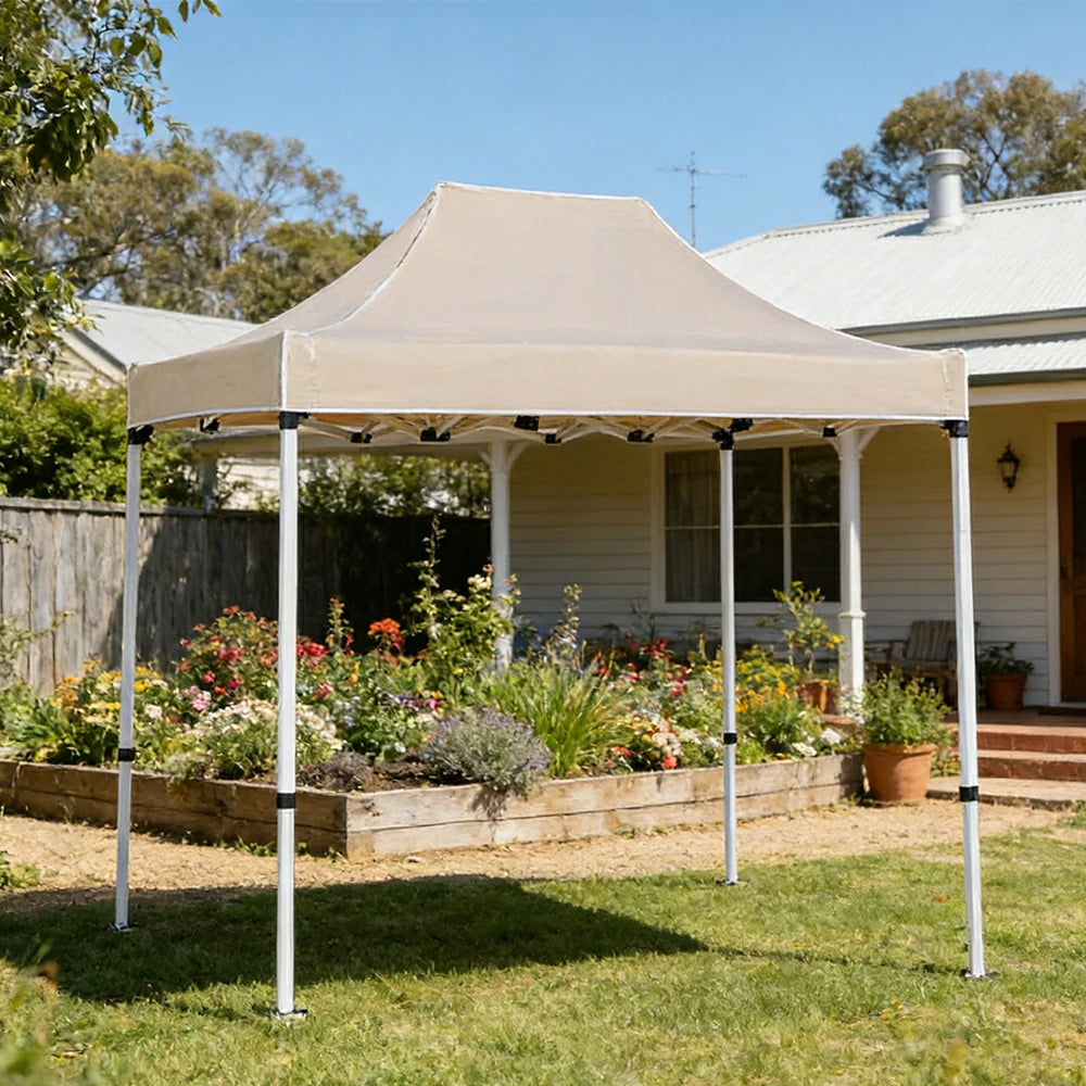 TREKKA Outdoor Pop-Up Canopy - 2/3m Square Canopy with Reinforced Steel Frame, Waterproof & UV-Resistant Fabric, Wind-Stable Structure - Beige