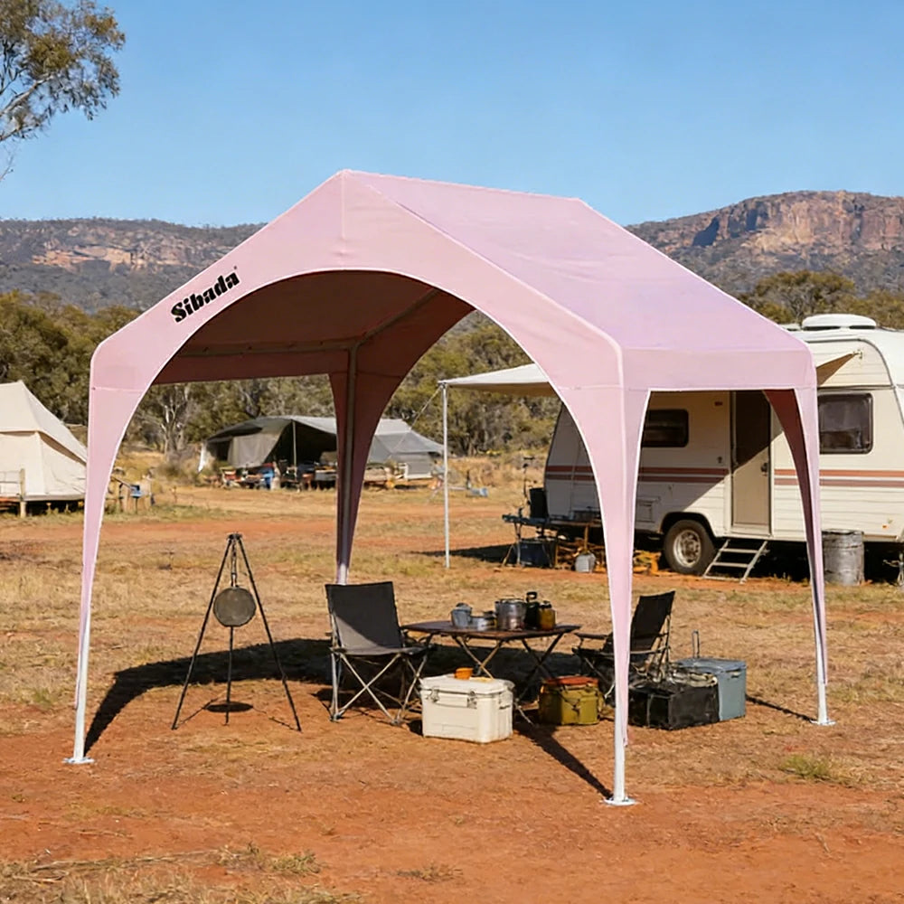 TREKKA Outdoor Arch Canopy Gazebo - 3x3m Canopy Only with Reinforced Steel Frame, Waterproof & UV-Resistant Fabric, Wind-Stable Structure - Pink