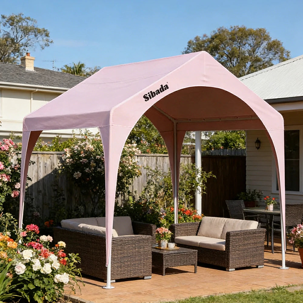 TREKKA Outdoor Arch Canopy Gazebo - 3x3m Canopy Only with Reinforced Steel Frame, Waterproof & UV-Resistant Fabric, Wind-Stable Structure - Pink