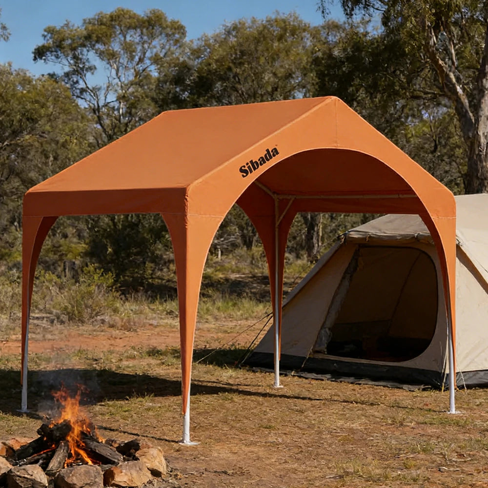 TREKKA Outdoor Arch Canopy Gazebo - 3x3m Canopy Only with Reinforced Steel Frame, Waterproof & UV-Resistant Fabric, Wind-Stable Structure - Orange