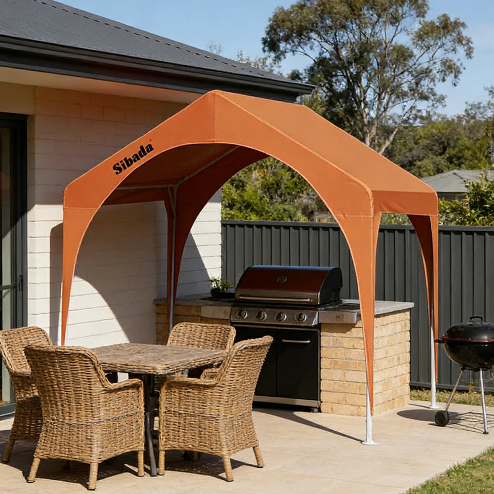 TREKKA Outdoor Arch Canopy Gazebo - 3x3m Canopy Only with Reinforced Steel Frame, Waterproof & UV-Resistant Fabric, Wind-Stable Structure - Orange