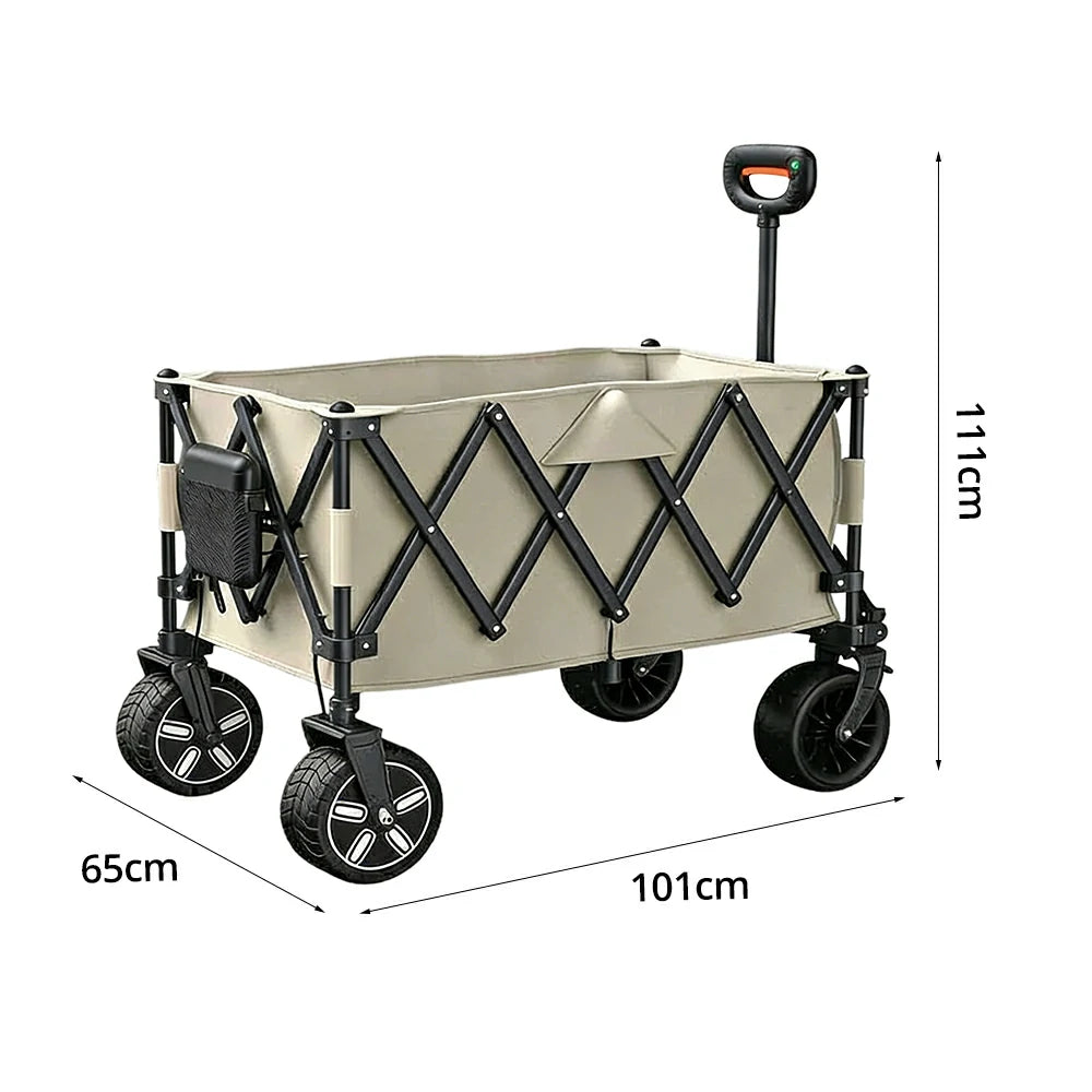 TREKKA ETC002 Electric Folding Camping Cart -180L Large Capacity Outdoor Cart Climbing Camping Equipment Beach Cart Shopping Cart - White