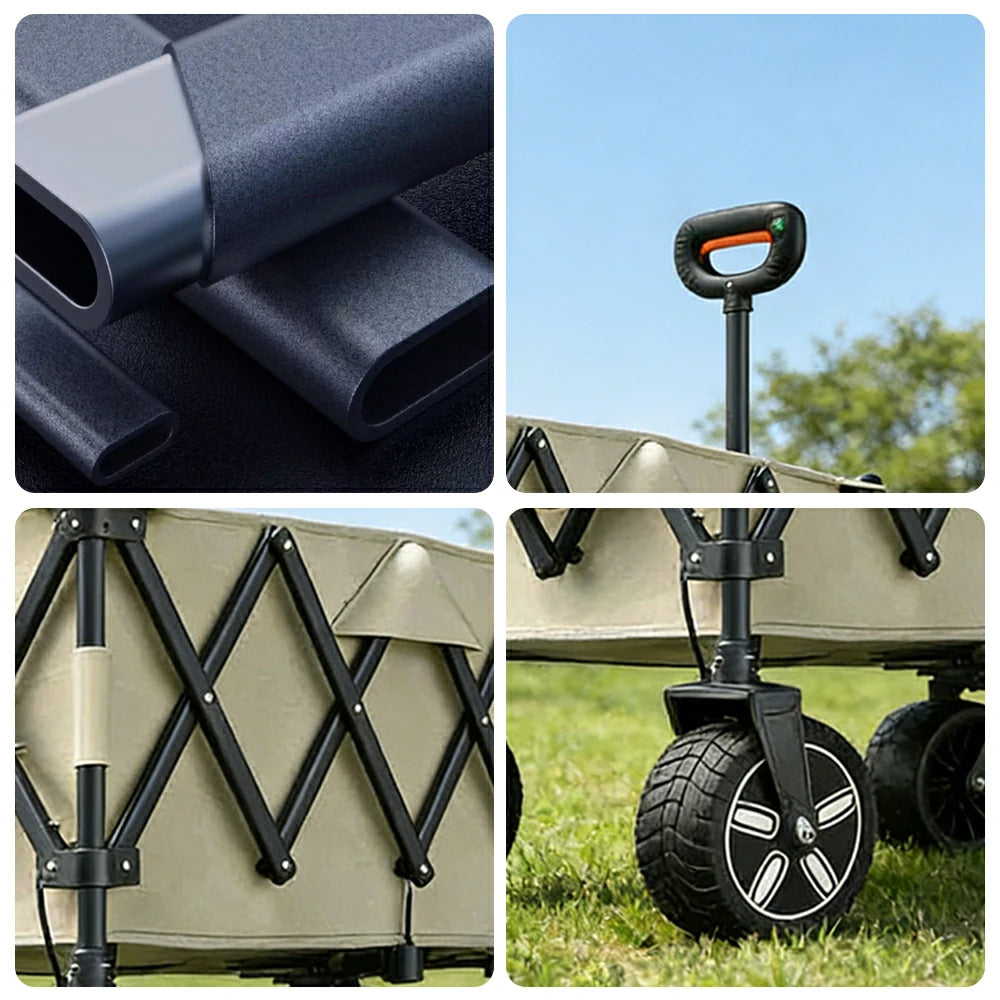 TREKKA ETC002 Electric Folding Camping Cart -180L Large Capacity Outdoor Cart Climbing Camping Equipment Beach Cart Shopping Cart - White