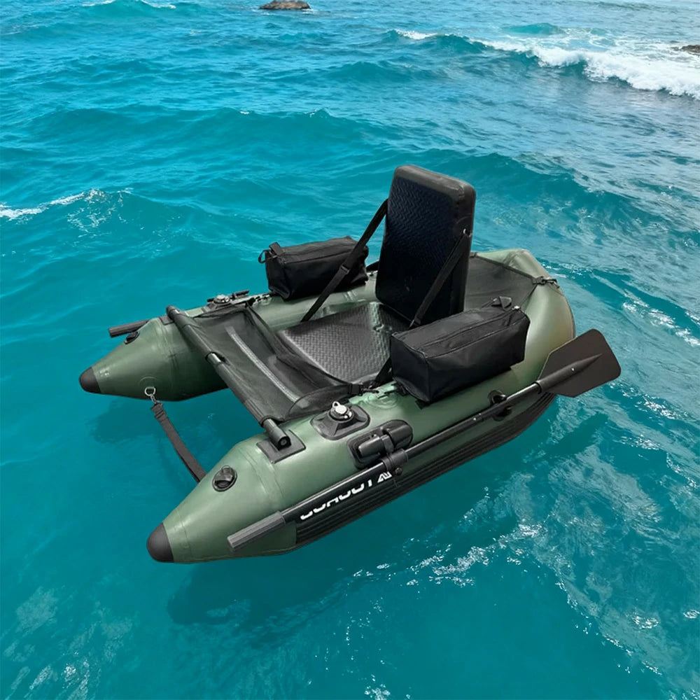 TREKKA Inflatable Kayak - Dual Air Chamber System, Durable PVC, High-Back Support Chair, Perfect for Sea & Lake Fishing - Green