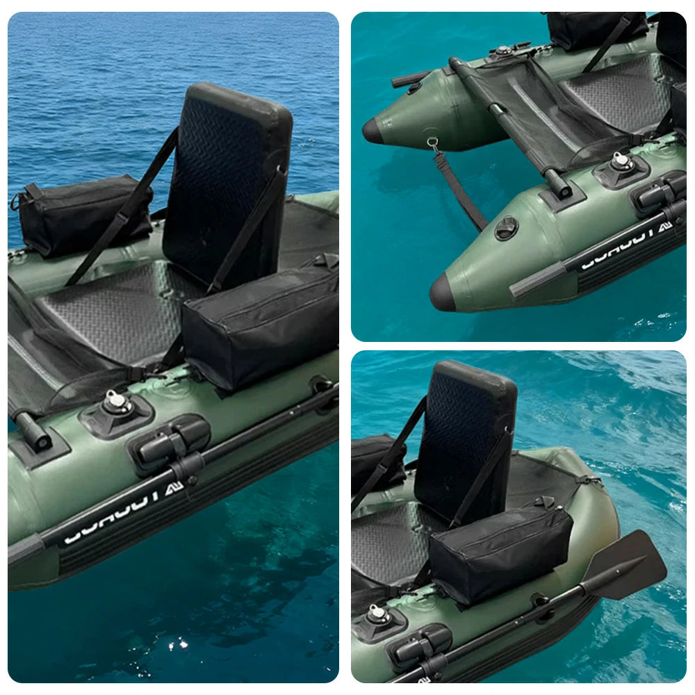 TREKKA Inflatable Kayak - Dual Air Chamber System, Durable PVC, High-Back Support Chair, Perfect for Sea & Lake Fishing - Green