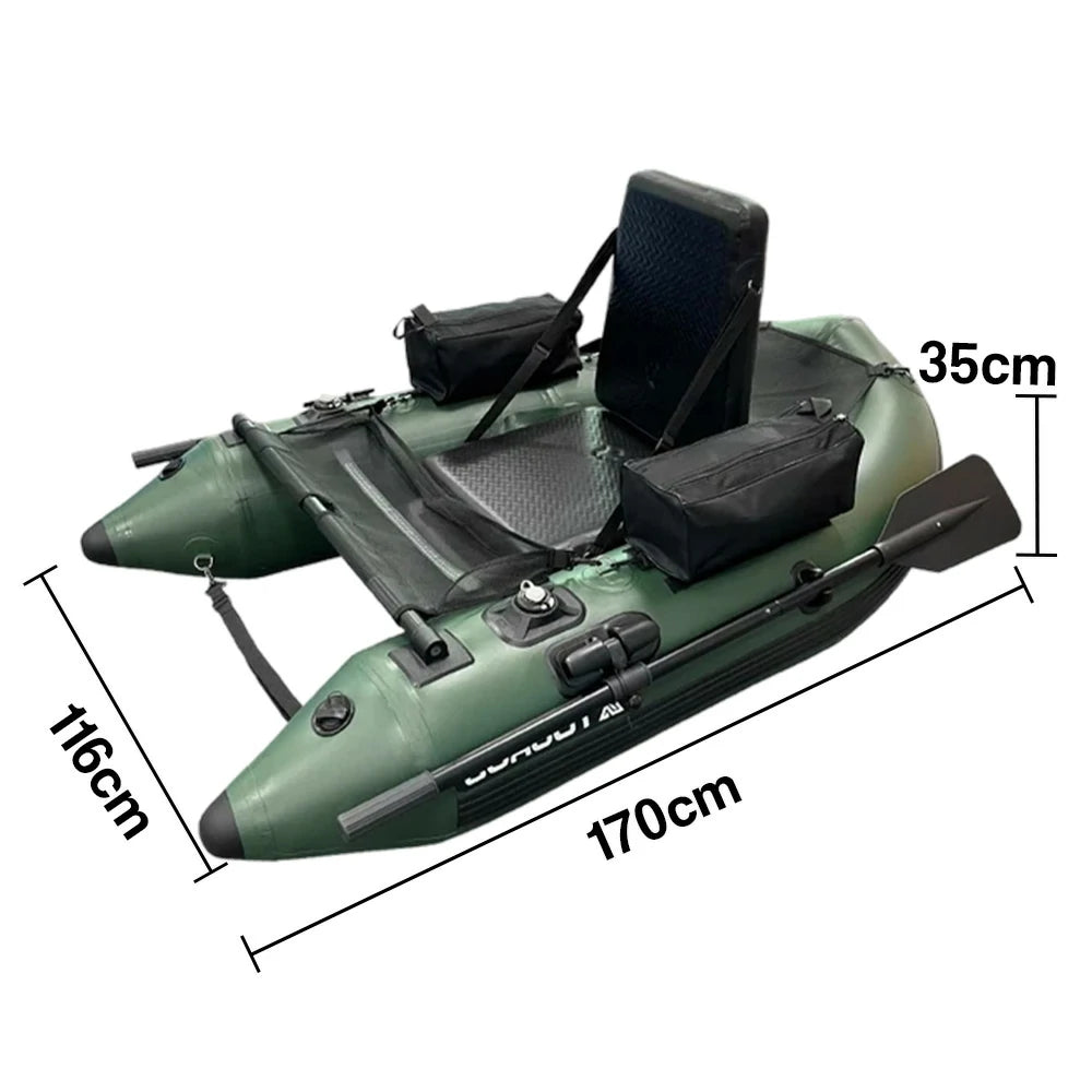 TREKKA Inflatable Kayak - Dual Air Chamber System, Durable PVC, High-Back Support Chair, Perfect for Sea & Lake Fishing - Green