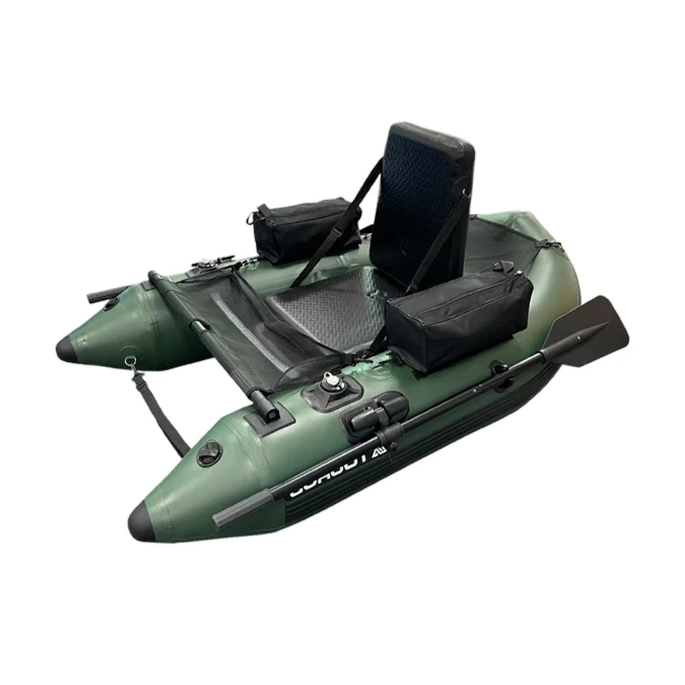 TREKKA Inflatable Kayak - Dual Air Chamber System, Durable PVC, High-Back Support Chair, Perfect for Sea & Lake Fishing - Green