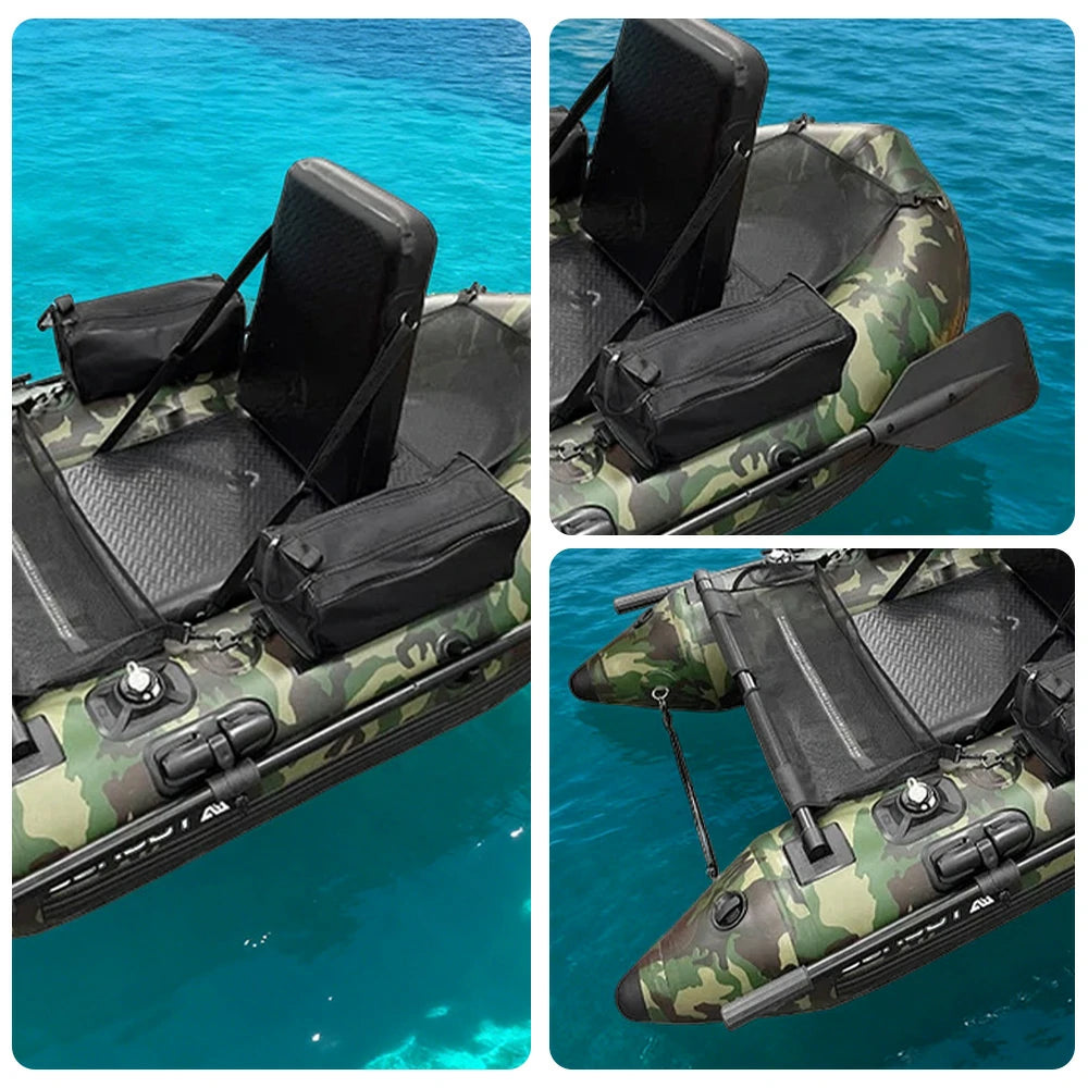 TREKKA Inflatable Kayak - Dual Air Chamber System, Durable PVC, High-Back Support Chair, Perfect for Sea & Lake Fishing - Camouflage