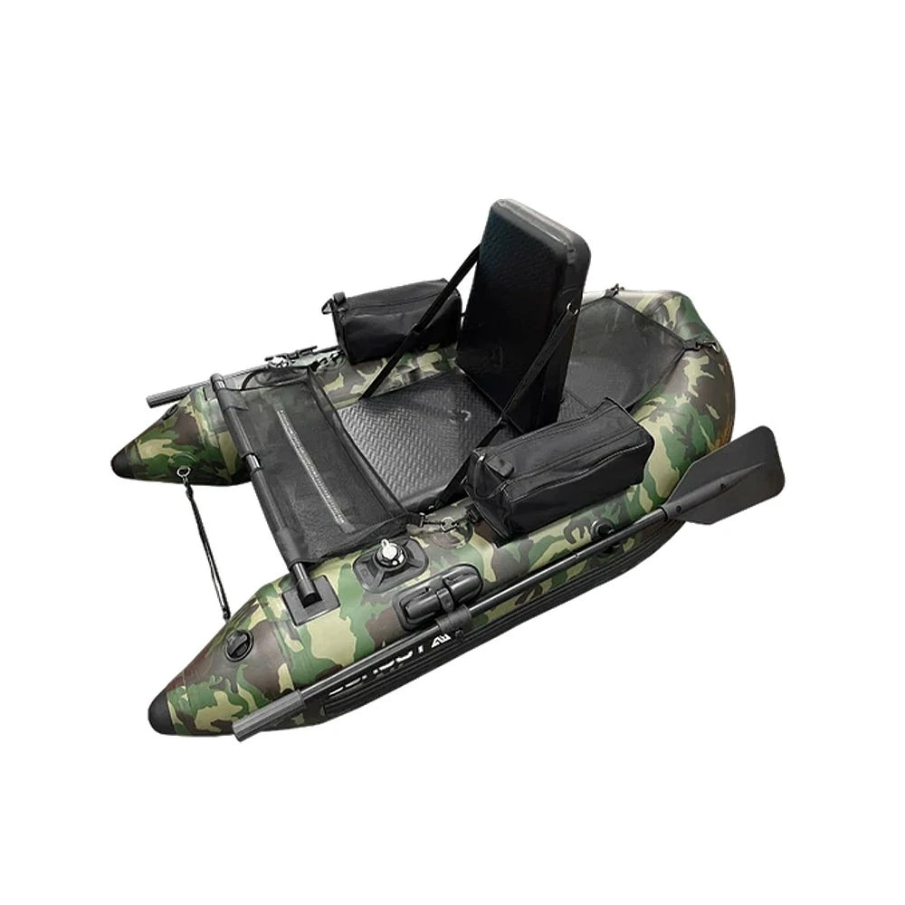 TREKKA Inflatable Kayak - Dual Air Chamber System, Durable PVC, High-Back Support Chair, Perfect for Sea & Lake Fishing - Camouflage