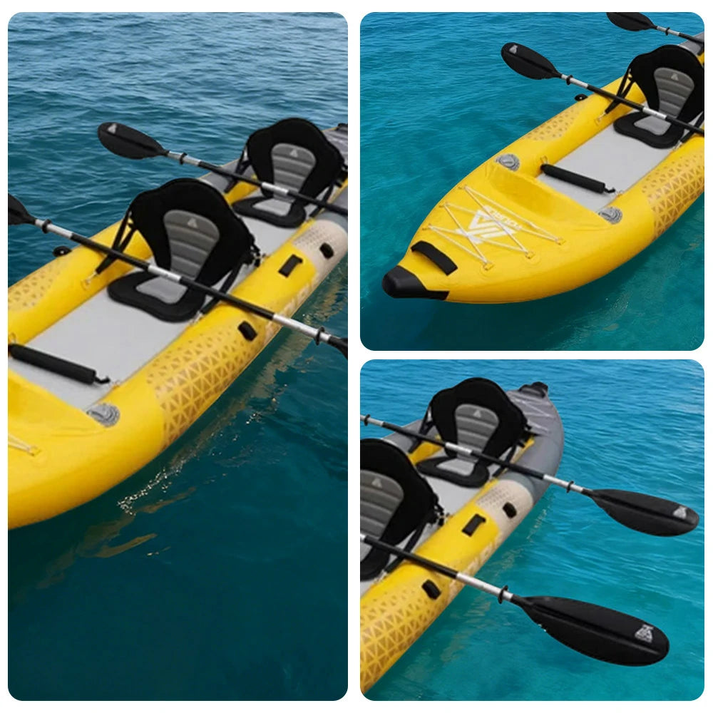 TREKKA 328/388/420cm Inflatable Kayak Elastic Seat, Durable PVC, High-Pressure Valve, Quick-Release Fins, Ideal for Sea & Lake Fishing - Yellow