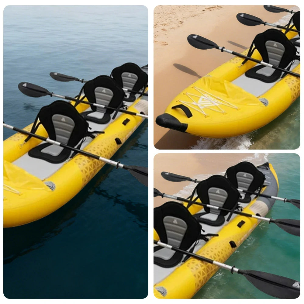 TREKKA 328/388/420cm Inflatable Kayak Elastic Seat, Durable PVC, High-Pressure Valve, Quick-Release Fins, Ideal for Sea & Lake Fishing - Yellow