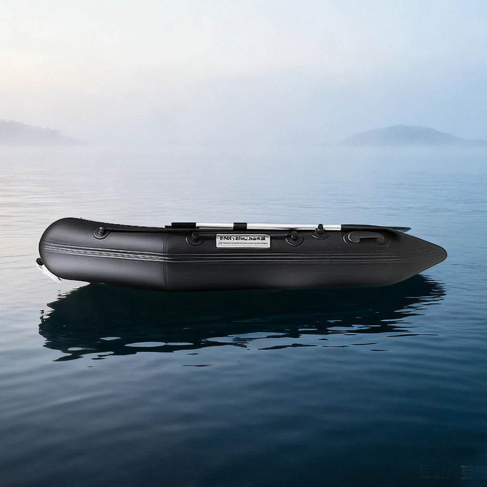 TREKKA 230/280cm Inflatable Kayak Durable PVC Construction Multi-Chamber Design Quick-Drain Valve Ideal for Fishing & Recreation - Black