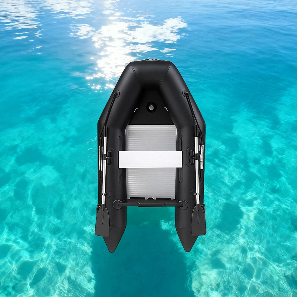 TREKKA 230/280cm Inflatable Kayak Durable PVC Construction Multi-Chamber Design Quick-Drain Valve Ideal for Fishing & Recreation - Black