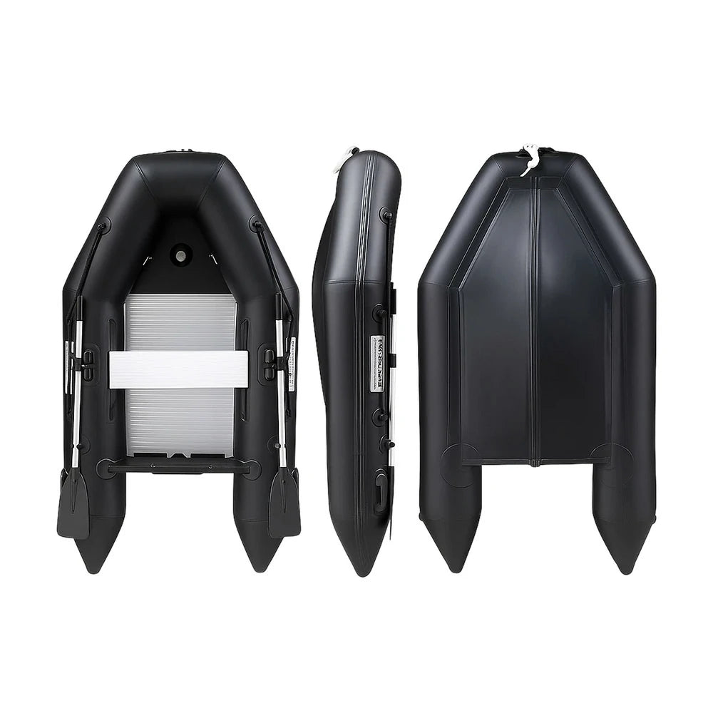 TREKKA 230/280cm Inflatable Kayak Durable PVC Construction Multi-Chamber Design Quick-Drain Valve Ideal for Fishing & Recreation - Black