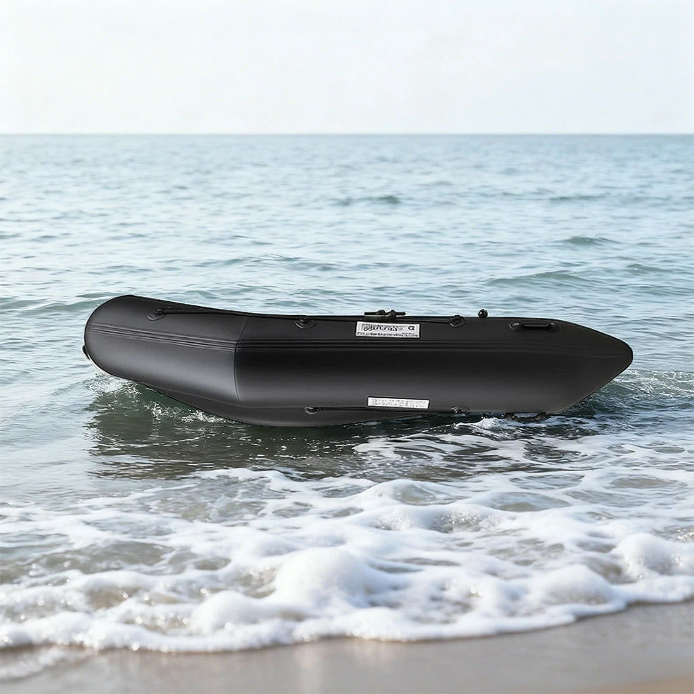 TREKKA 230/280cm Inflatable Kayak Durable PVC Construction Multi-Chamber Design Quick-Drain Valve Ideal for Fishing & Recreation - Black