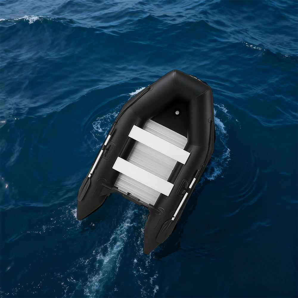 TREKKA 230/280cm Inflatable Kayak Durable PVC Construction Multi-Chamber Design Quick-Drain Valve Ideal for Fishing & Recreation - Black