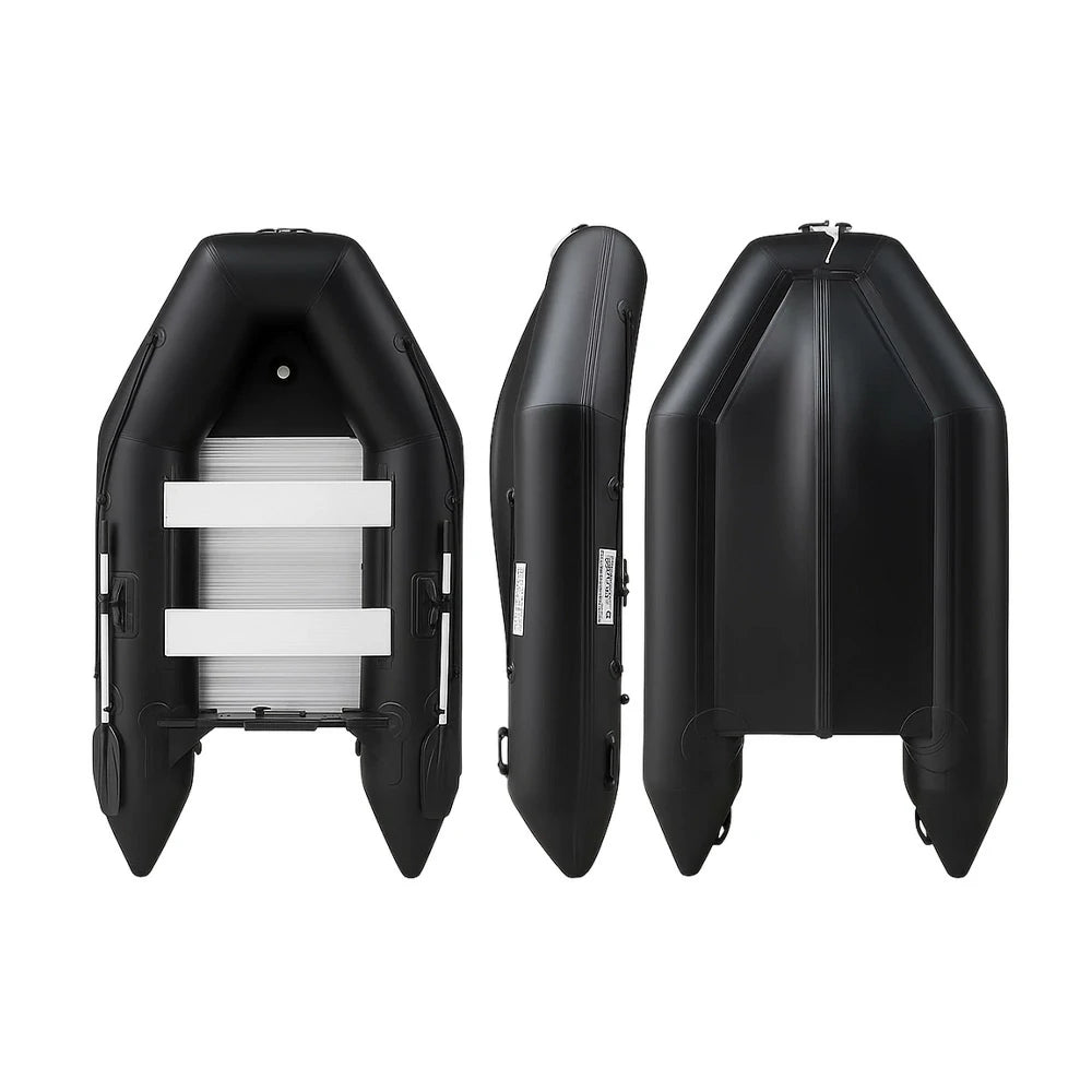 TREKKA 230/280cm Inflatable Kayak Durable PVC Construction Multi-Chamber Design Quick-Drain Valve Ideal for Fishing & Recreation - Black