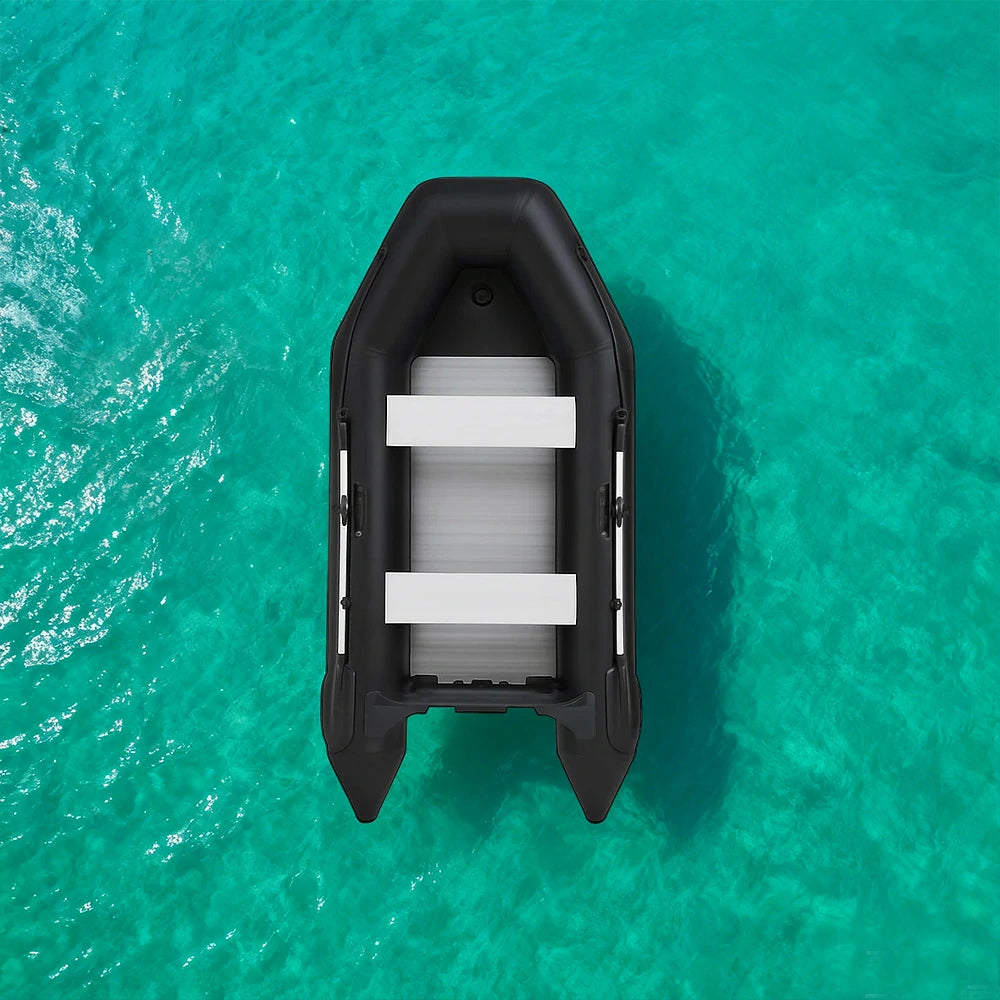 TREKKA 330cm Inflatable Kayak Durable PVC Construction Multi-Chamber Design Quick-Drain Valve Ideal for Fishing & Recreation - Black