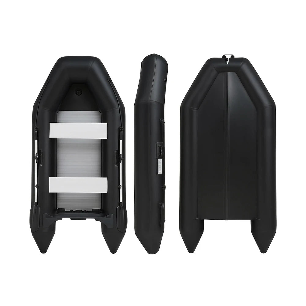 TREKKA 330cm Inflatable Kayak Durable PVC Construction Multi-Chamber Design Quick-Drain Valve Ideal for Fishing & Recreation - Black