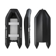 TREKKA 380cm Inflatable Kayak Durable PVC Construction Multi-Chamber Design Quick-Drain Valve Ideal for Fishing & Recreation - Black