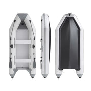 TREKKA 380cm Inflatable Kayak Durable PVC Construction Multi-Chamber Design Quick-Drain Valve Ideal for Fishing & Recreation - Grey