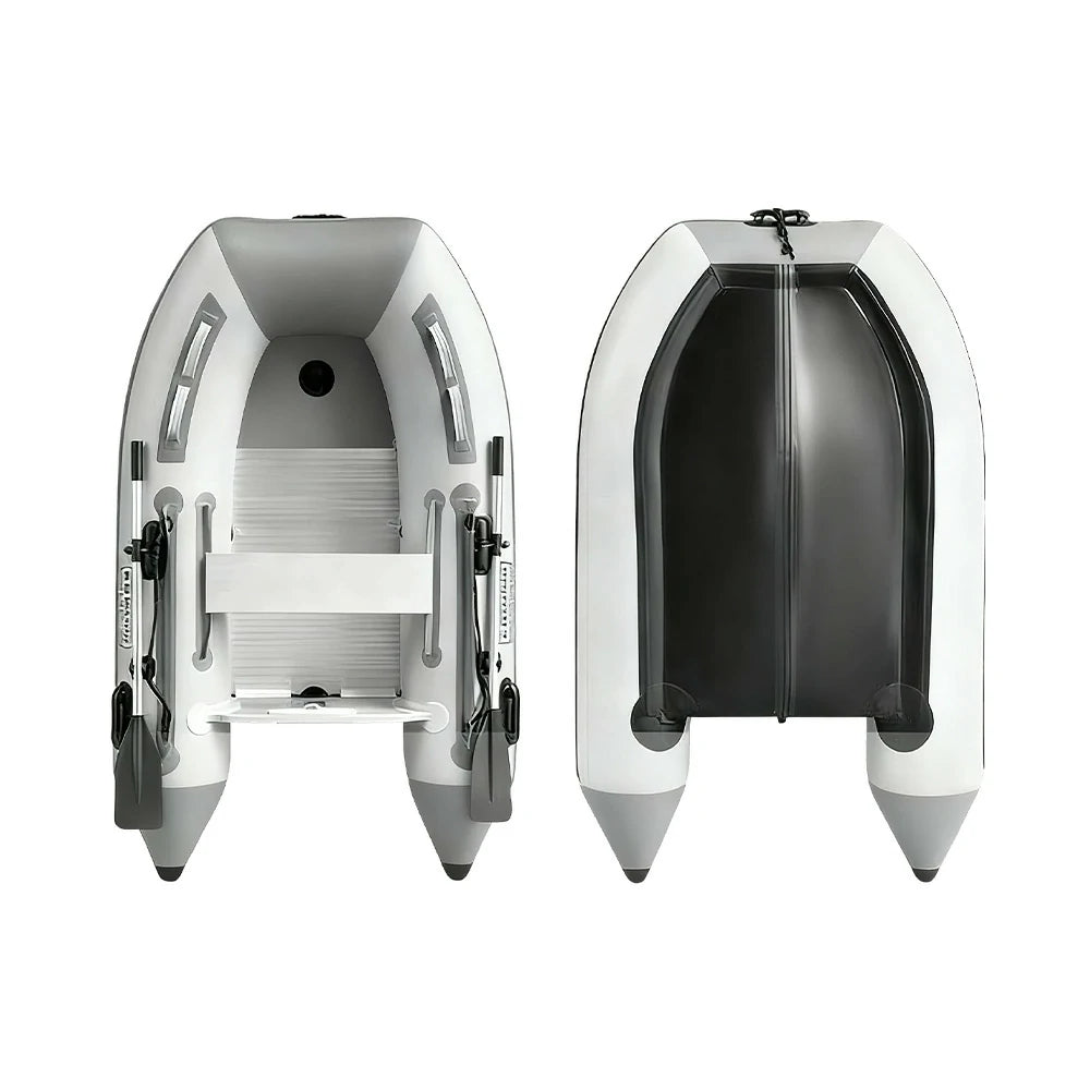 TREKKA 230/330/430cm Inflatable Kayak Durable PVC Construction Multi-Chamber Design Quick-Drain Valve Ideal for Fishing & Recreation - Grey