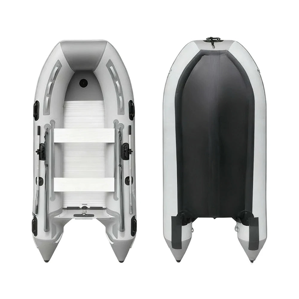 TREKKA 230/330/430cm Inflatable Kayak Durable PVC Construction Multi-Chamber Design Quick-Drain Valve Ideal for Fishing & Recreation - Grey