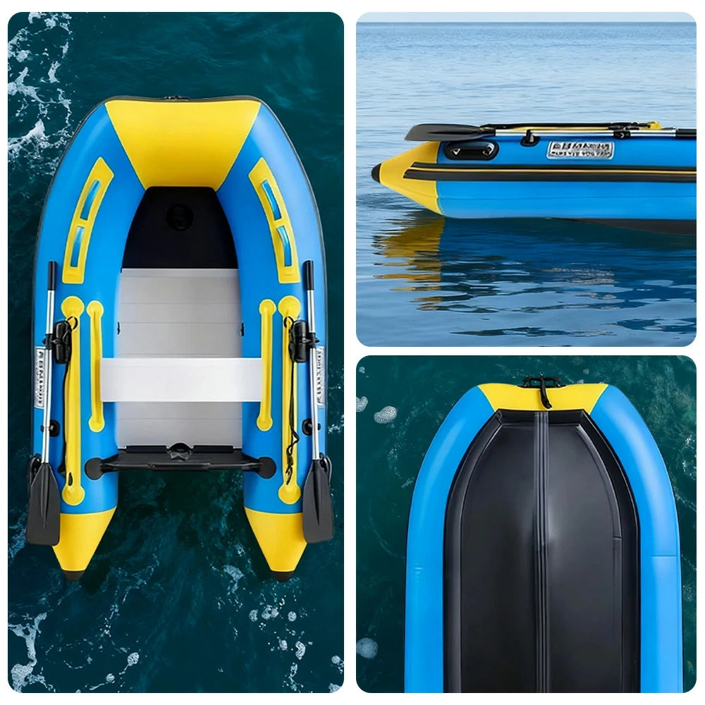 TREKKA 230/330/380cm Inflatable Kayak Durable PVC Construction Multi-Chamber Design Quick-Drain Valve Ideal for Fishing & Recreation - Blue