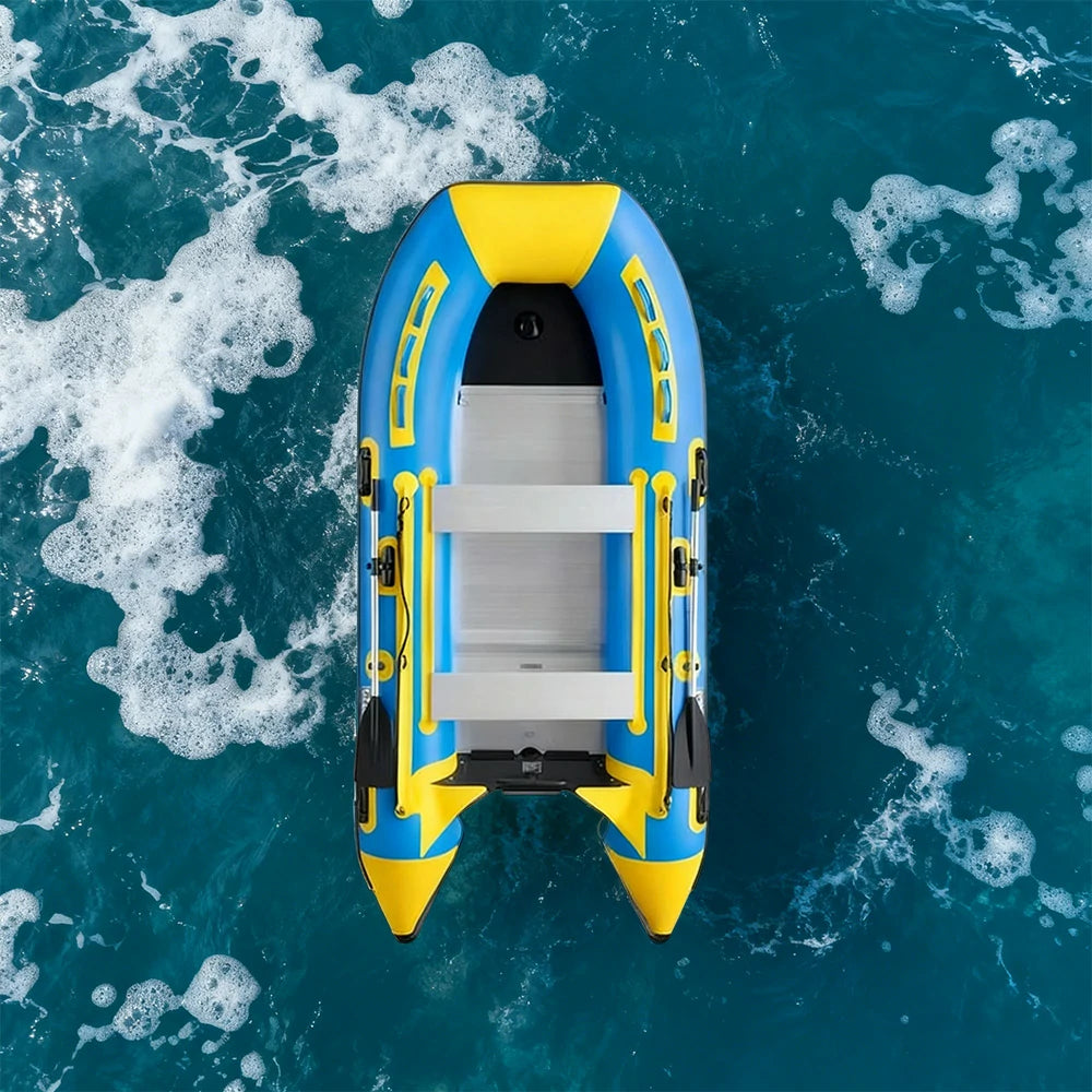 TREKKA 230/330/380cm Inflatable Kayak Durable PVC Construction Multi-Chamber Design Quick-Drain Valve Ideal for Fishing & Recreation - Blue