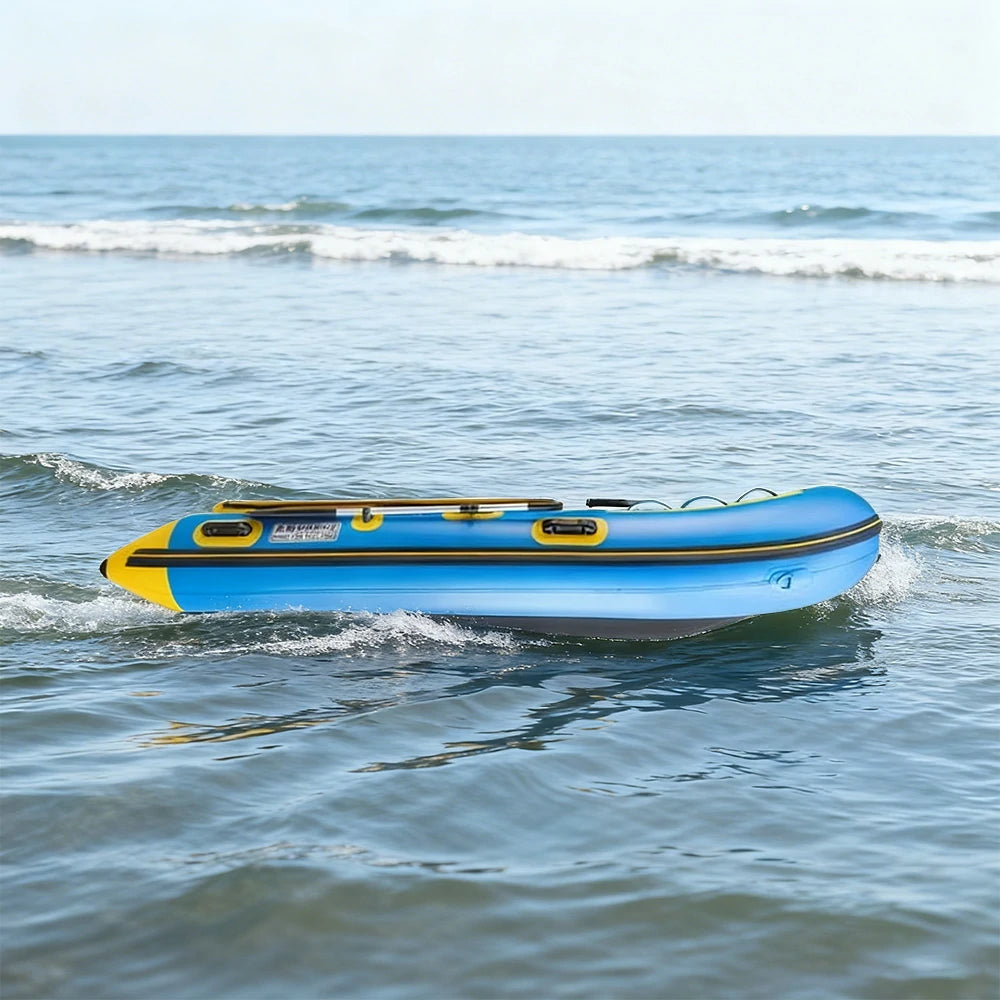 TREKKA 230/330/380cm Inflatable Kayak Durable PVC Construction Multi-Chamber Design Quick-Drain Valve Ideal for Fishing & Recreation - Blue