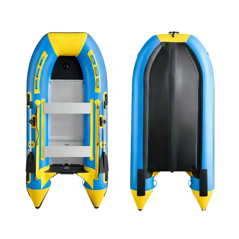 TREKKA 230/330/380cm Inflatable Kayak Durable PVC Construction Multi-Chamber Design Quick-Drain Valve Ideal for Fishing & Recreation - Blue
