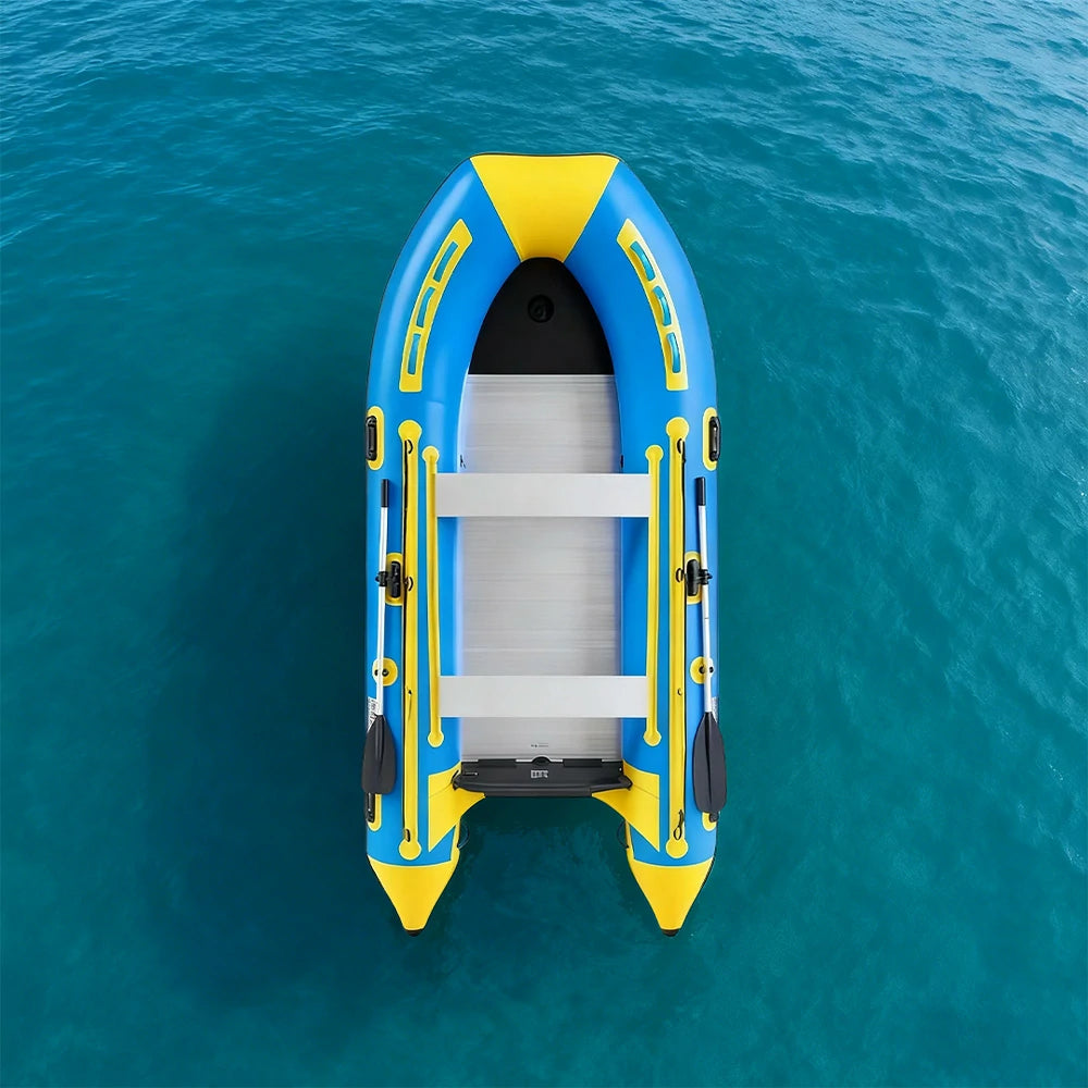 TREKKA 230/330/380cm Inflatable Kayak Durable PVC Construction Multi-Chamber Design Quick-Drain Valve Ideal for Fishing & Recreation - Blue