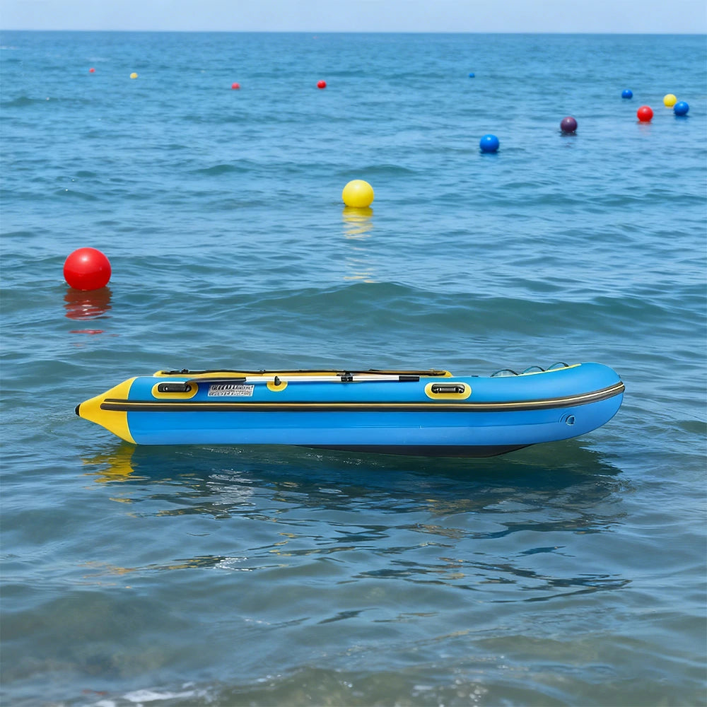 TREKKA 230/330/380cm Inflatable Kayak Durable PVC Construction Multi-Chamber Design Quick-Drain Valve Ideal for Fishing & Recreation - Blue