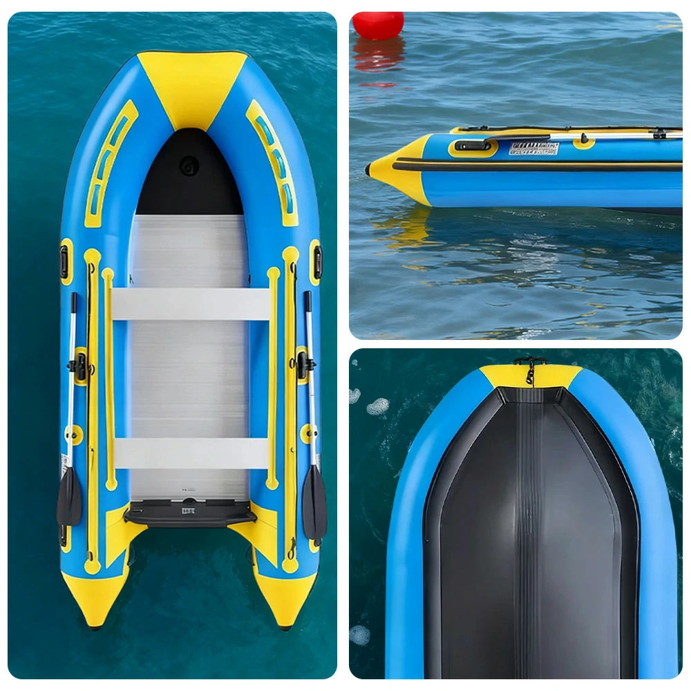 TREKKA 230/330/380cm Inflatable Kayak Durable PVC Construction Multi-Chamber Design Quick-Drain Valve Ideal for Fishing & Recreation - Blue