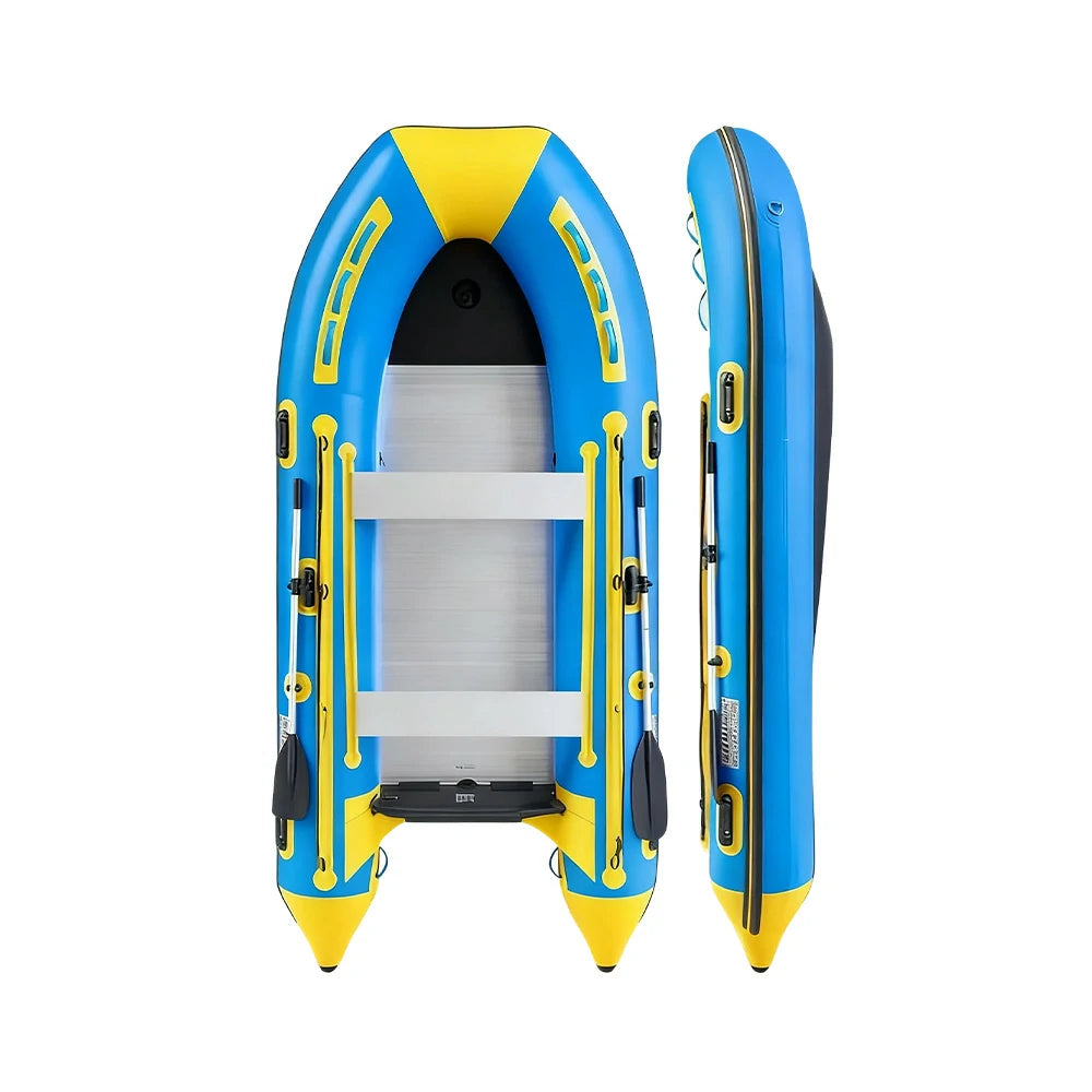TREKKA 230/330/380cm Inflatable Kayak Durable PVC Construction Multi-Chamber Design Quick-Drain Valve Ideal for Fishing & Recreation - Blue