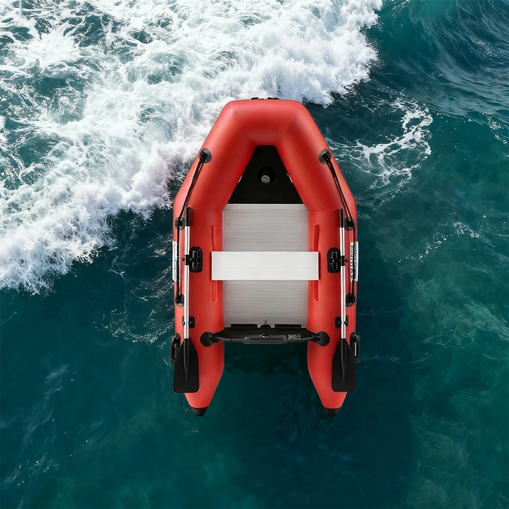 TREKKA 230/280/330cm Inflatable Kayak Durable PVC Construction Multi-Chamber Design Quick-Drain Valve Ideal for Fishing & Recreation - Red