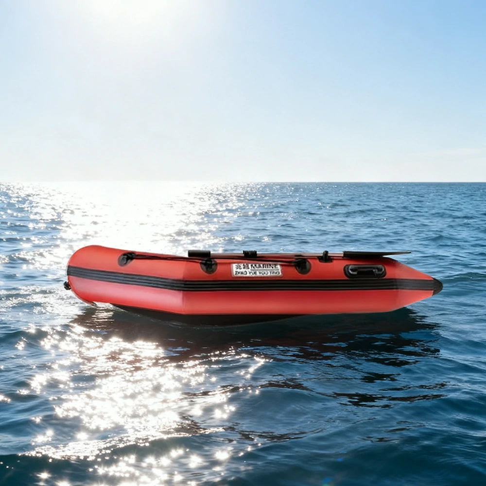 TREKKA 230/280/330cm Inflatable Kayak Durable PVC Construction Multi-Chamber Design Quick-Drain Valve Ideal for Fishing & Recreation - Red