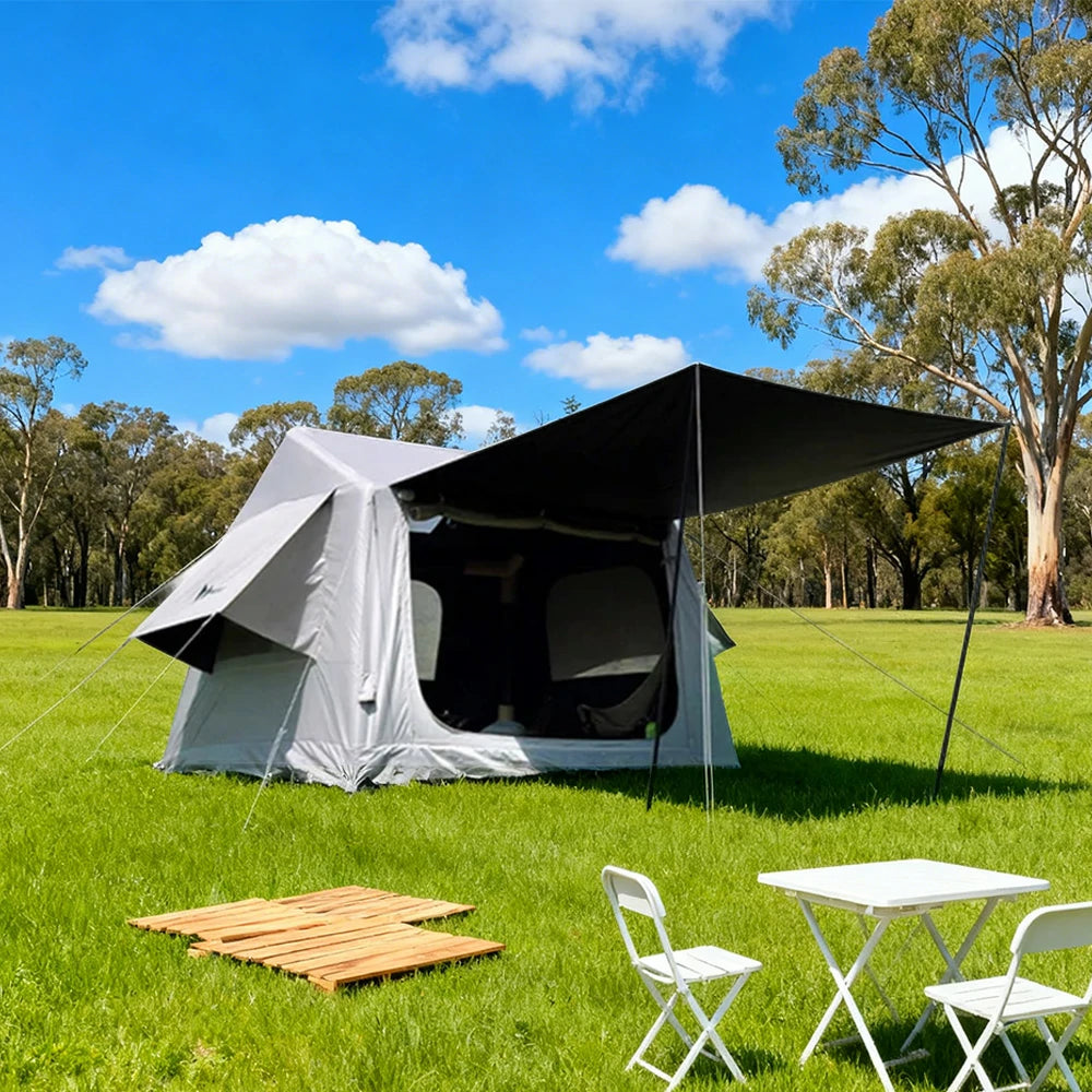 TREKKA Ridge Camping Tent with Large Blackout Awning - UV-Resistant, Waterproof, Spacious Interior, Easy Setup - Black