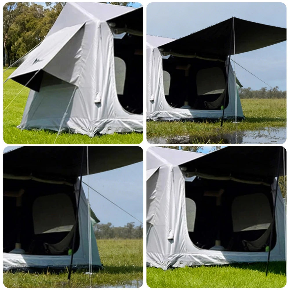 TREKKA Ridge Camping Tent with Large Blackout Awning - UV-Resistant, Waterproof, Spacious Interior, Easy Setup - Black