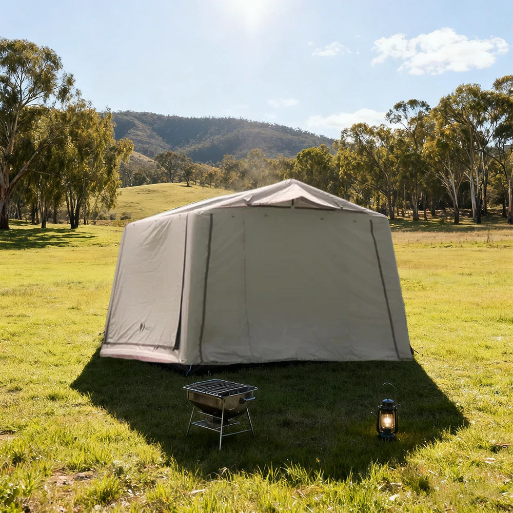 TREKKA Multi-Awning Ridge Camping Tent 7.8 Blackout Edition - UV-Resistant, Waterproof, Spacious Interior, Quick Setup - Black