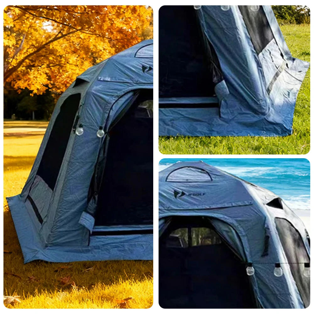 TREKKA Camping Tent with Mesh, Floor Mat & 3-Side TPU Door Panels - Waterproof, Windproof, Spacious, Easy Setup - Blue