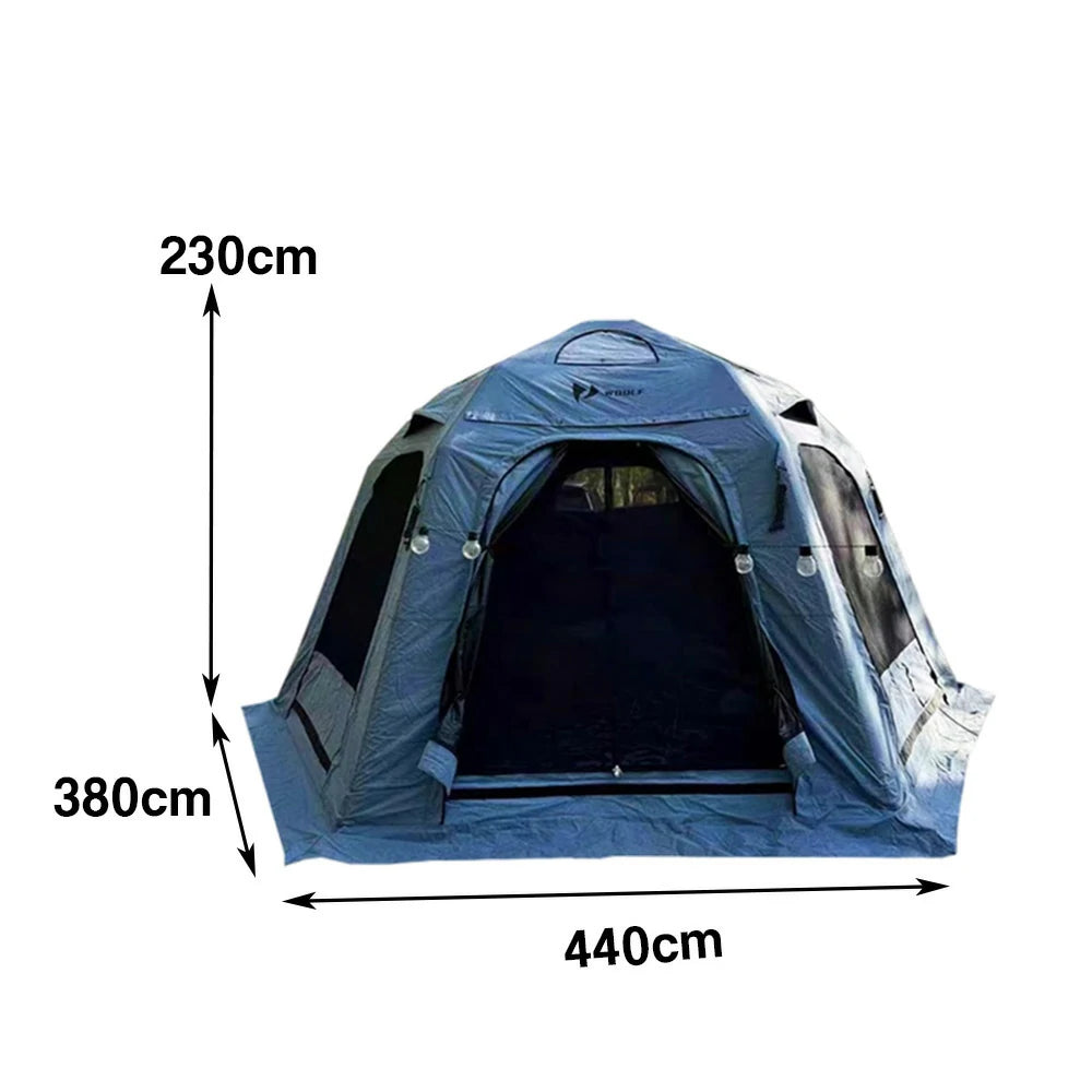 TREKKA Camping Tent with Mesh, Floor Mat & 3-Side TPU Door Panels - Waterproof, Windproof, Spacious, Easy Setup - Blue